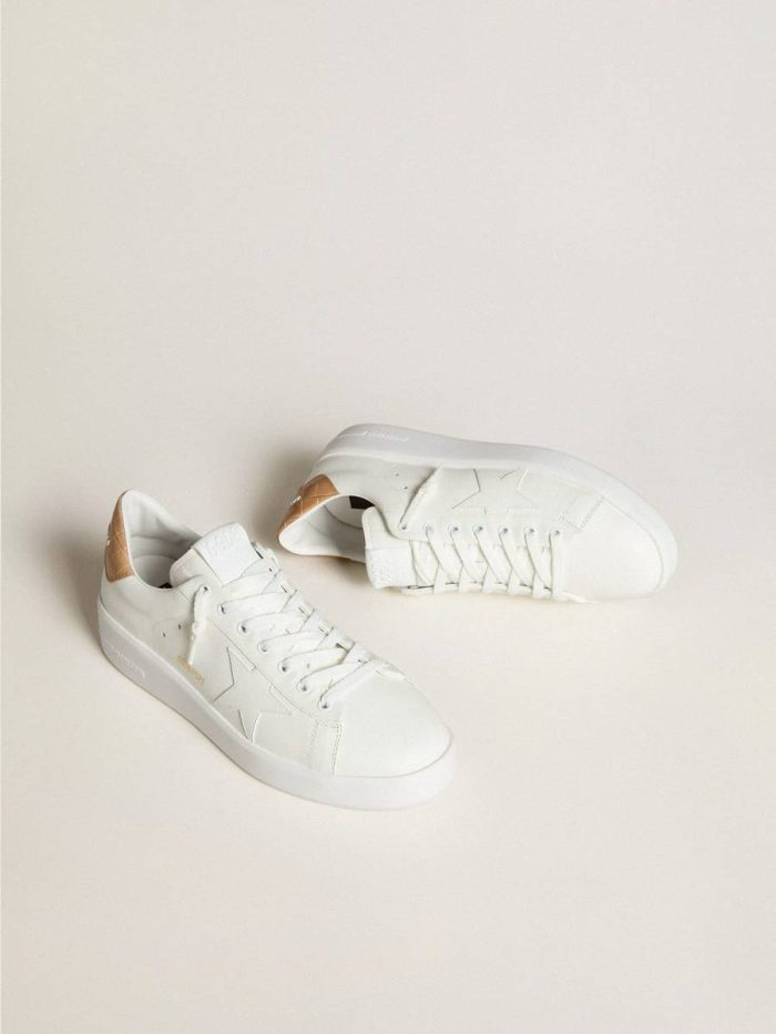 Men Golden Goose Purestar Men's Purestar With Leather Star And Croc-Print Leather Heel Tab White