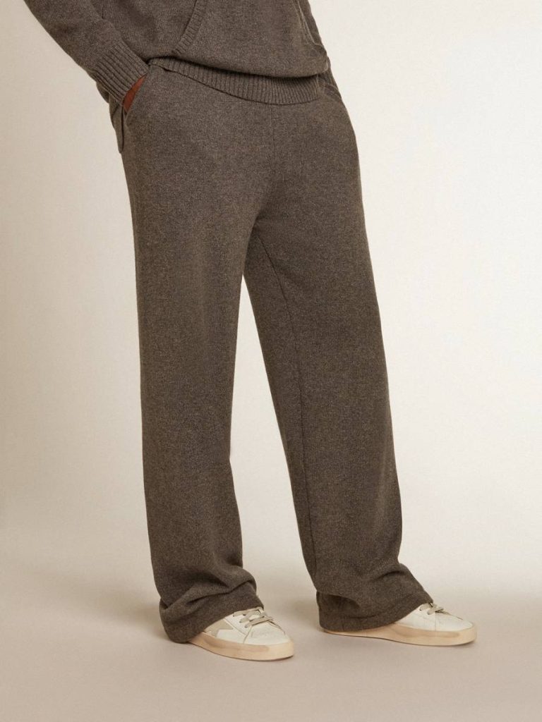 Men Jeans & Pants Golden Goose Men’s Gray Melange Cashmere Blend Joggers Gray Melange