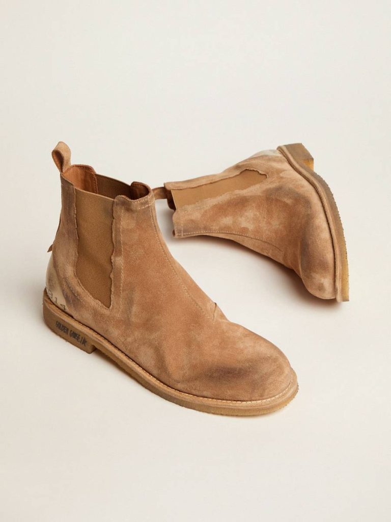 Men John Chelsea Boots In Caramel-Colored Suede Golden Goose Boots