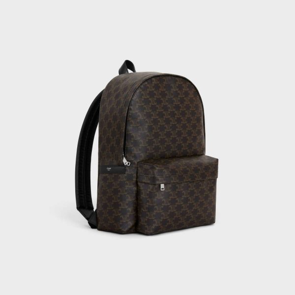 Men Medium Backpack In Triomphe Canvas And Calfskin Backpacks Black Celine