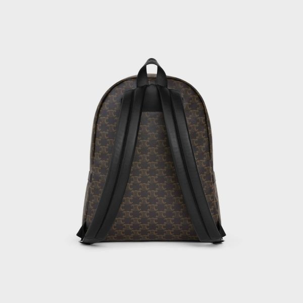 Men Medium Backpack In Triomphe Canvas And Calfskin Backpacks Black Celine