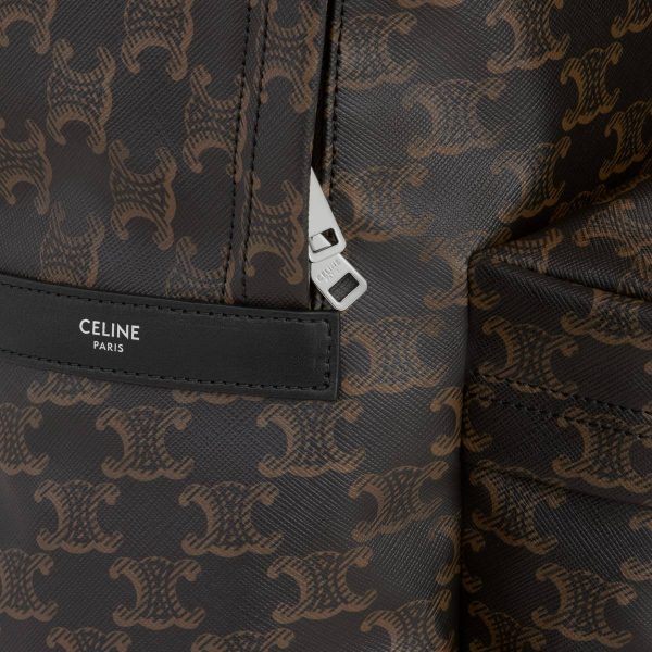 Men Medium Backpack In Triomphe Canvas And Calfskin Backpacks Black Celine