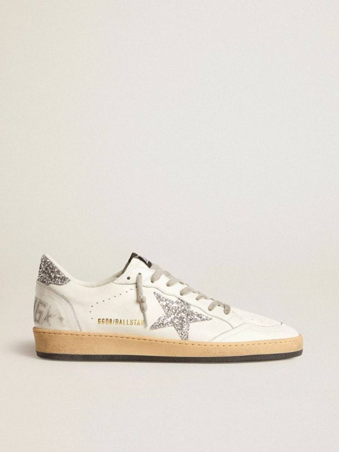 Men Men’s Ball Star Wishes In Nappa Leather With Glitter Star And Heel Tab Golden Goose Ball Star