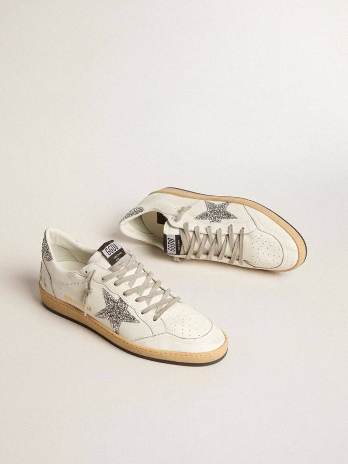 Men Men’s Ball Star Wishes In Nappa Leather With Glitter Star And Heel Tab Golden Goose Ball Star