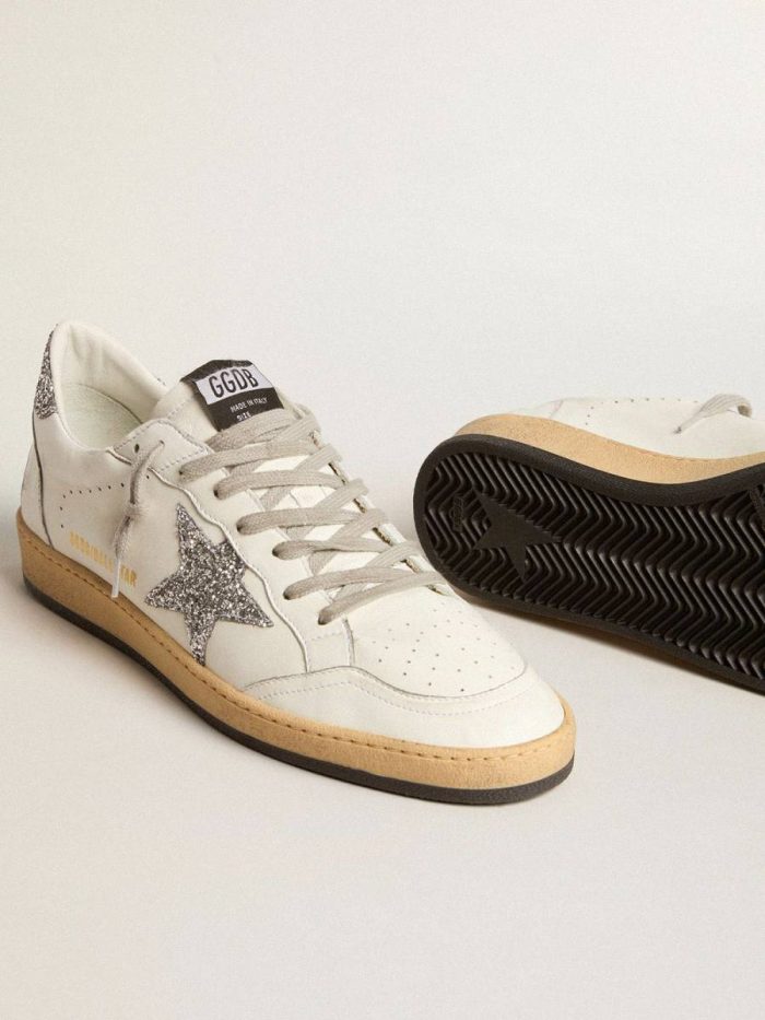 Men Men’s Ball Star Wishes In Nappa Leather With Glitter Star And Heel Tab Golden Goose Ball Star
