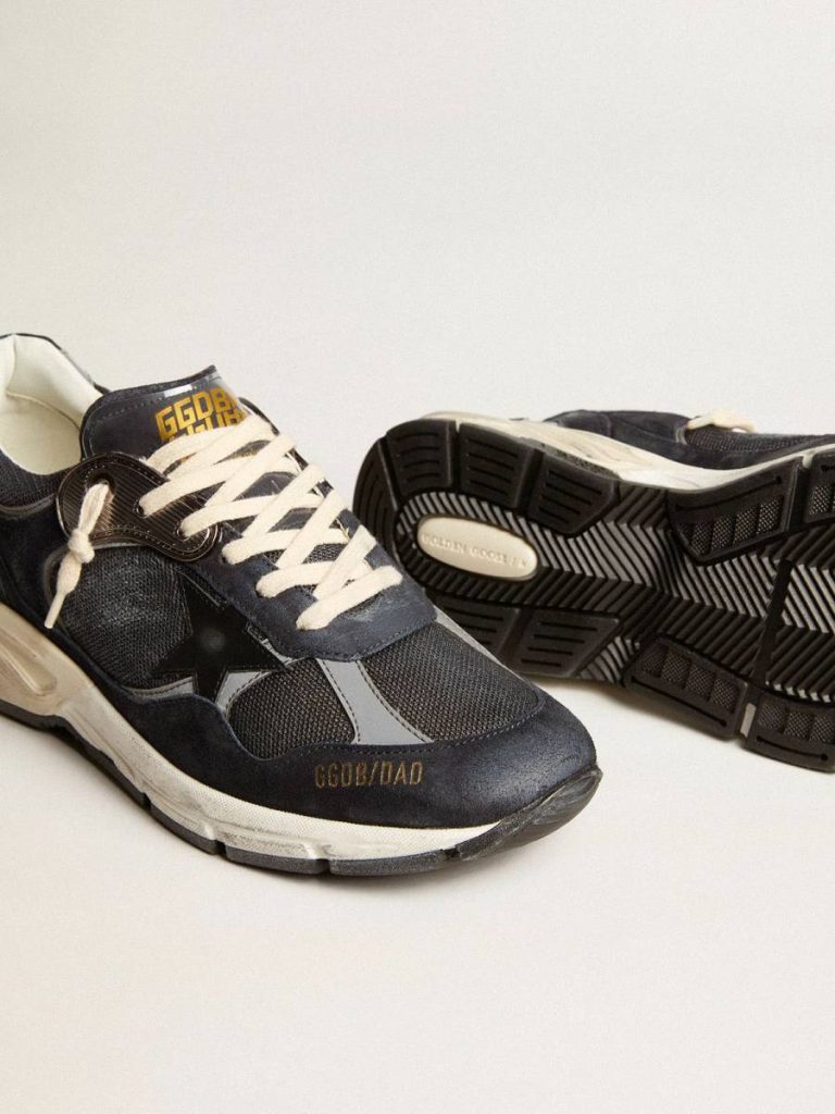Men Men's Dad-Star In Dark Blue Mesh And Suede With Black Star Dad-Star Golden Goose
