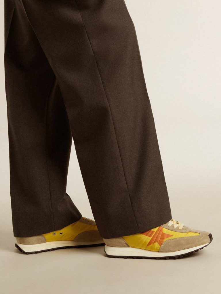 Men Men’s Marathon With Yellow Nylon Upper And Orange Star Marathon Golden Goose
