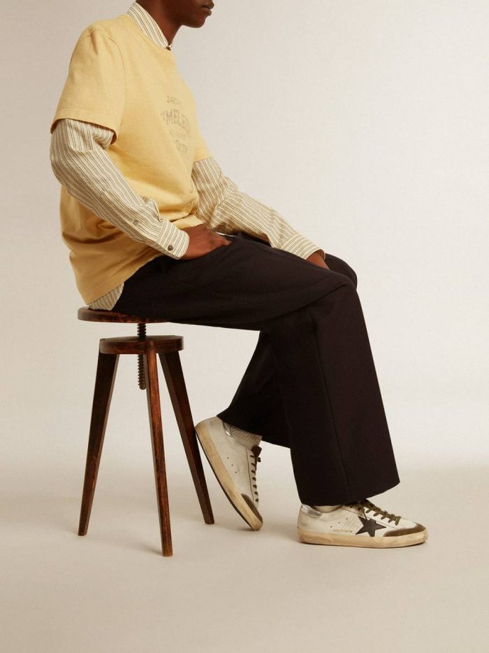 Men Men's Super-Star Ltd In Nappa Leather With Black Leather Star And Silver Heel Tab Super-Star Golden Goose