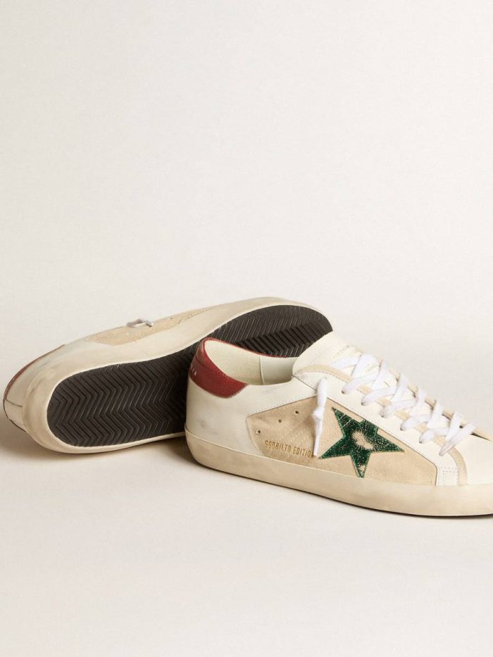 Men Men's Super-Star Ltd In Suede With Green Metallic Star And Red Heel Tab Golden Goose Super-Star