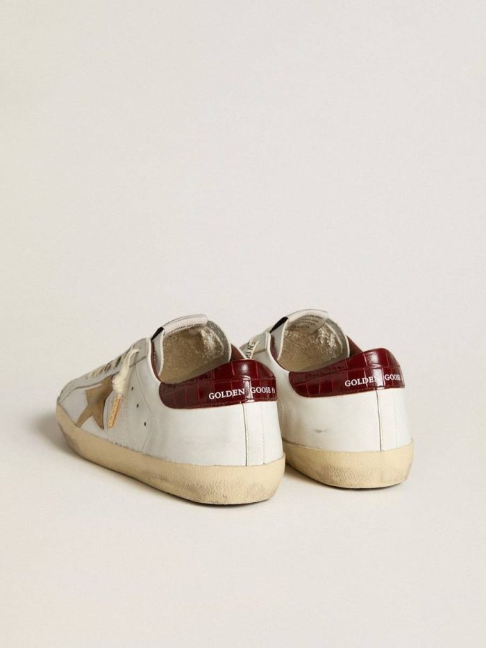 Men Men's Super-Star With Sand Suede Star And Red Croc-Print Leather Heel Tab Super-Star Golden Goose White