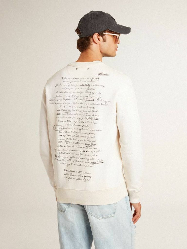Men Men's Sweatshirt In Worn White With Print Golden Goose Worn White Sweatshirts
