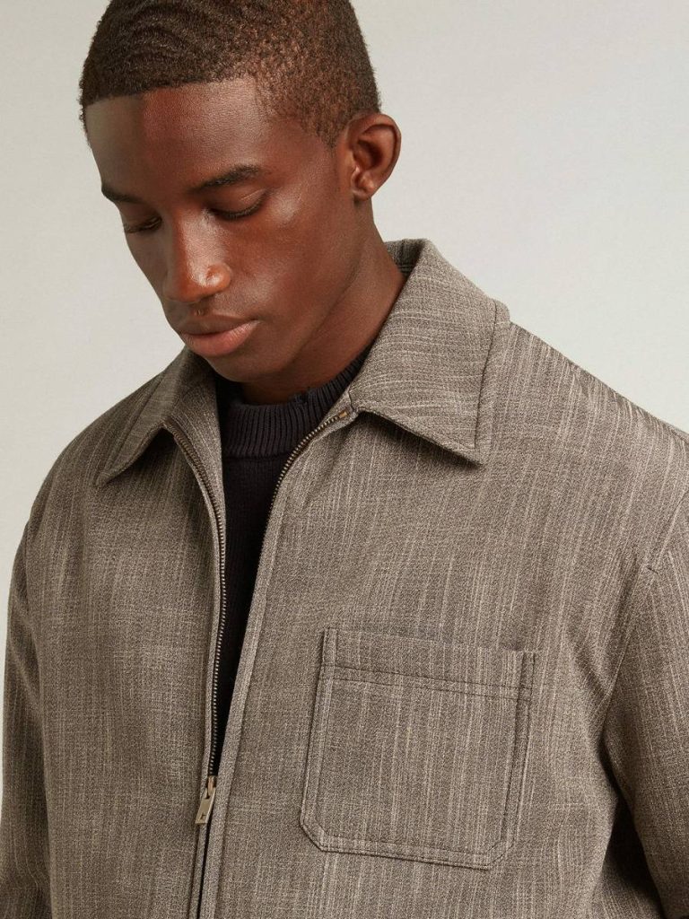 Men Men’s Wool Blend Coach Jacket Coats & Jackets Golden Goose White And Gray