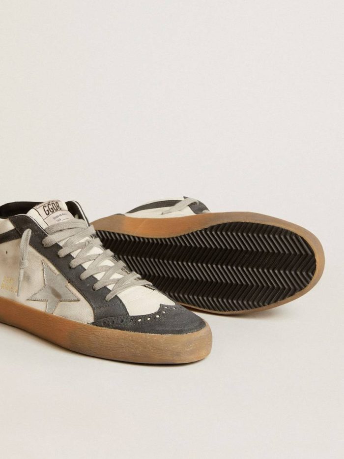 Men Mid Star In Nappa Leather With Silver Leather Star And Black Suede Flash Mid Star Golden Goose