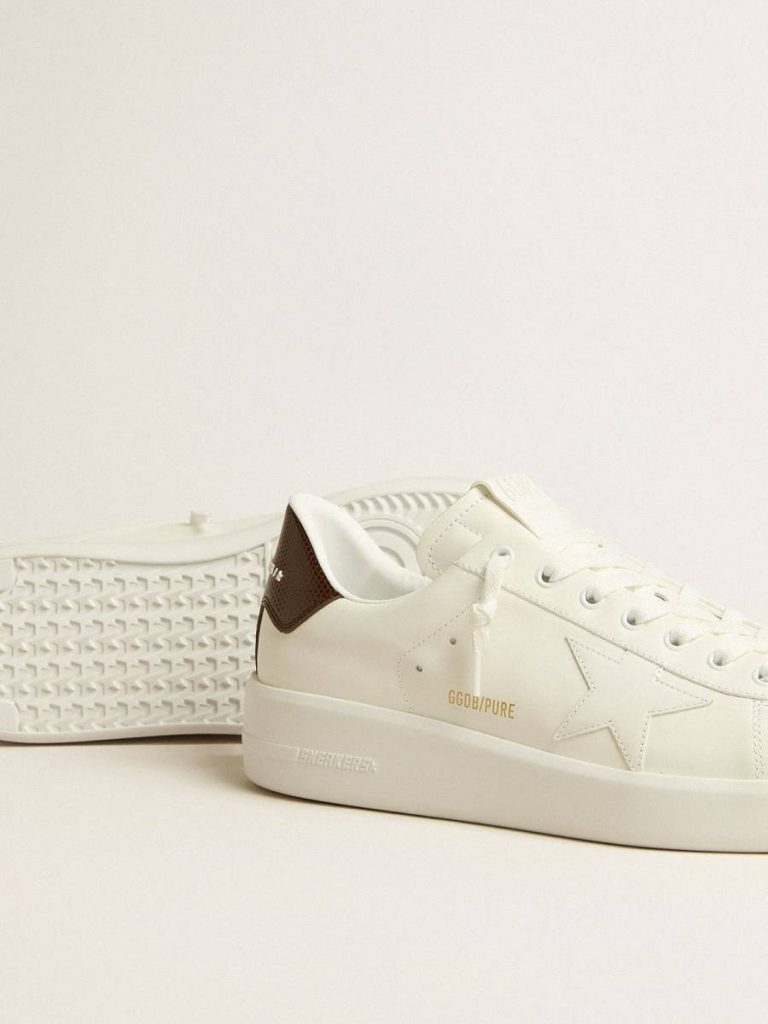 Men Optical White Purestar With White Star And Burgundy Lizard-Print Heel Tab Golden Goose Purestar