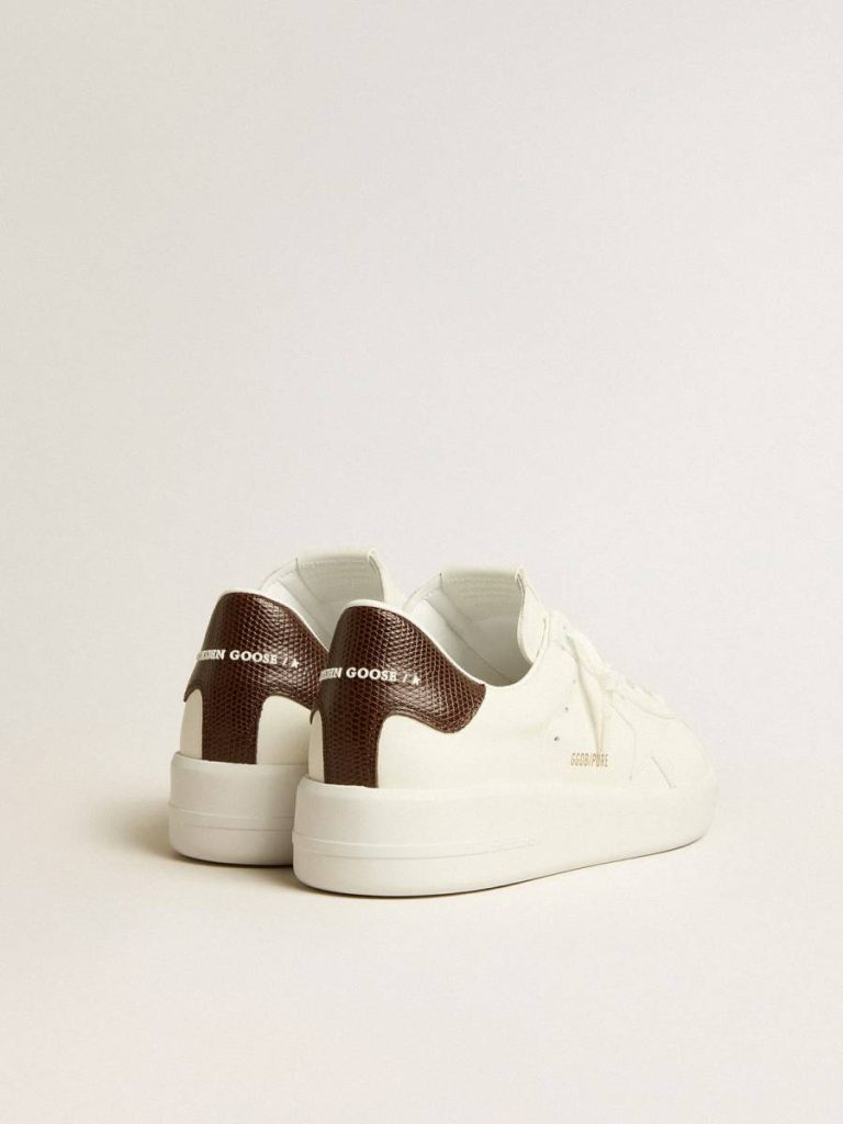 Men Optical White Purestar With White Star And Burgundy Lizard-Print Heel Tab Golden Goose Purestar