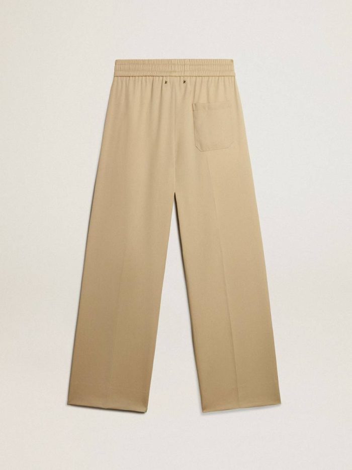 Men Sand Golden Goose Jeans & Pants Men’s Sand-Colored Joggers With Pocket On The Back