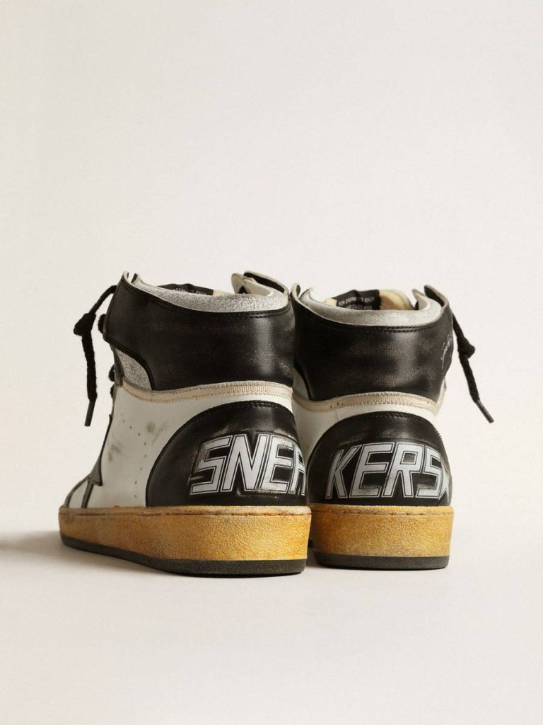 Men Sky-Star In White Nappa Leather With Black Leather Star Golden Goose Sky-Star