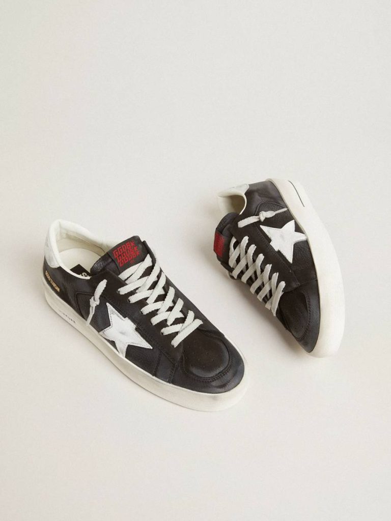 Men Stardan In Black Nubuck And Mesh With Gray Leather Star And Heel Tab Golden Goose Stardan