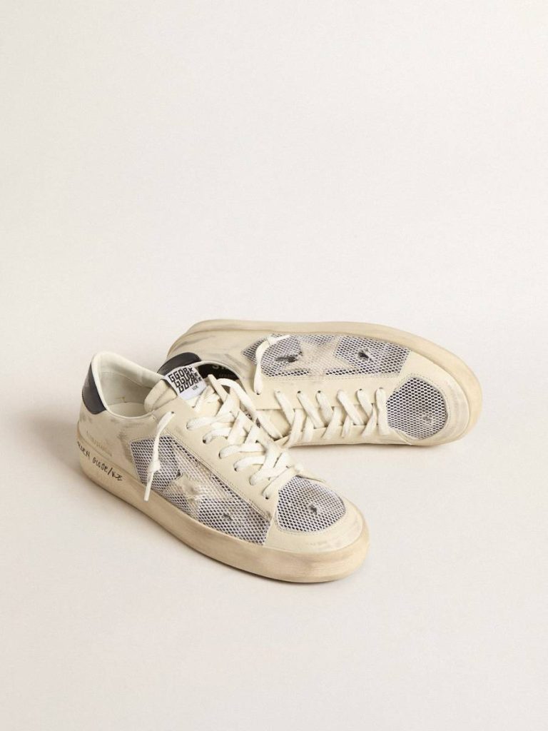 Men Stardan In White Leather And Mesh With White Leather Star Stardan Golden Goose
