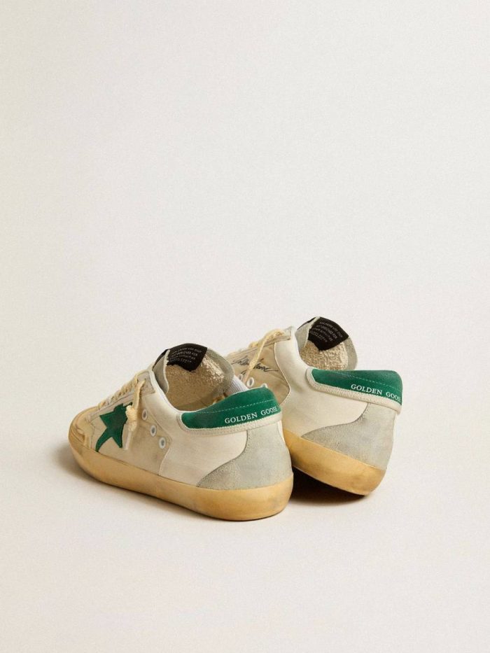 Men Super-Star Golden Goose Men's Super-Star Penstar In Nappa And Nylon With Green Suede Star And Heel Tab