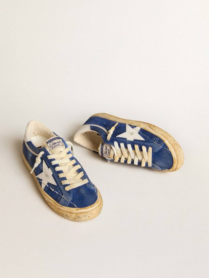 Men Super-Star Super-Star In Blue Suede With White Leather Star And Heel Tab Golden Goose