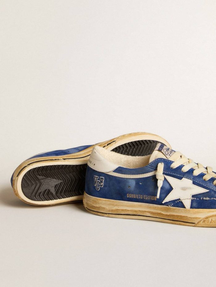 Men Super-Star Super-Star In Blue Suede With White Leather Star And Heel Tab Golden Goose