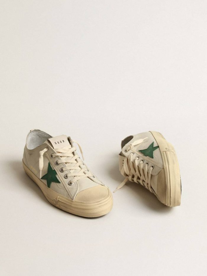 Men V-Star V-Star In Glossy Leather With Green Leather Star Golden Goose