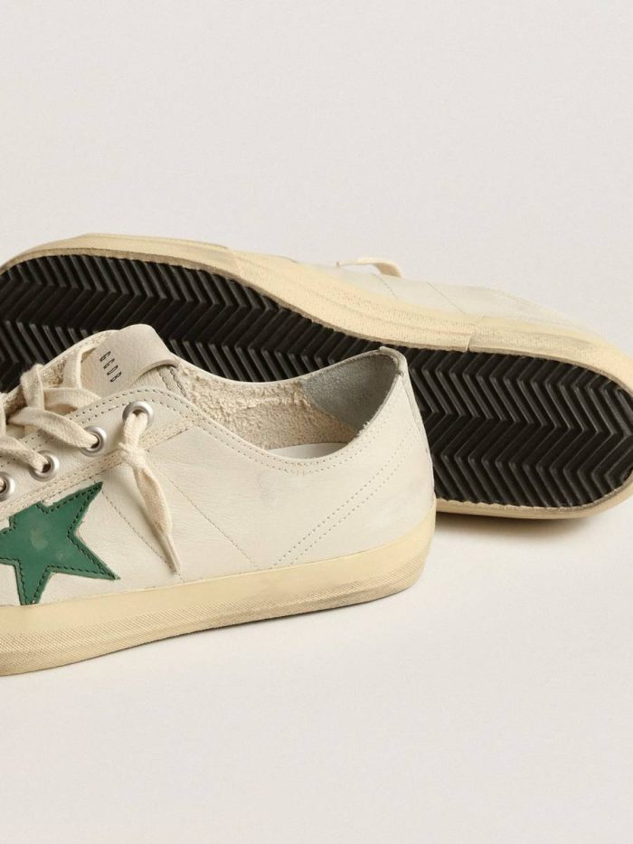 Men V-Star V-Star In Glossy Leather With Green Leather Star Golden Goose