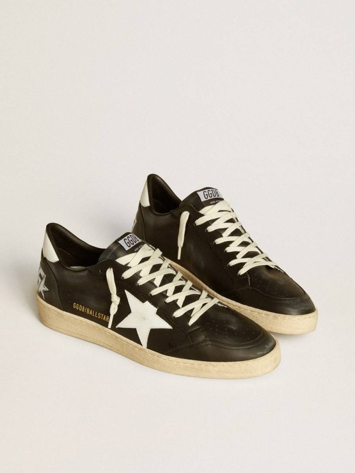 Men's Ball Star In Black Nappa With White Leather Star And Heel Tab Ball Star Men Golden Goose