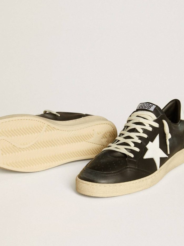 Men's Ball Star In Black Nappa With White Leather Star And Heel Tab Ball Star Men Golden Goose