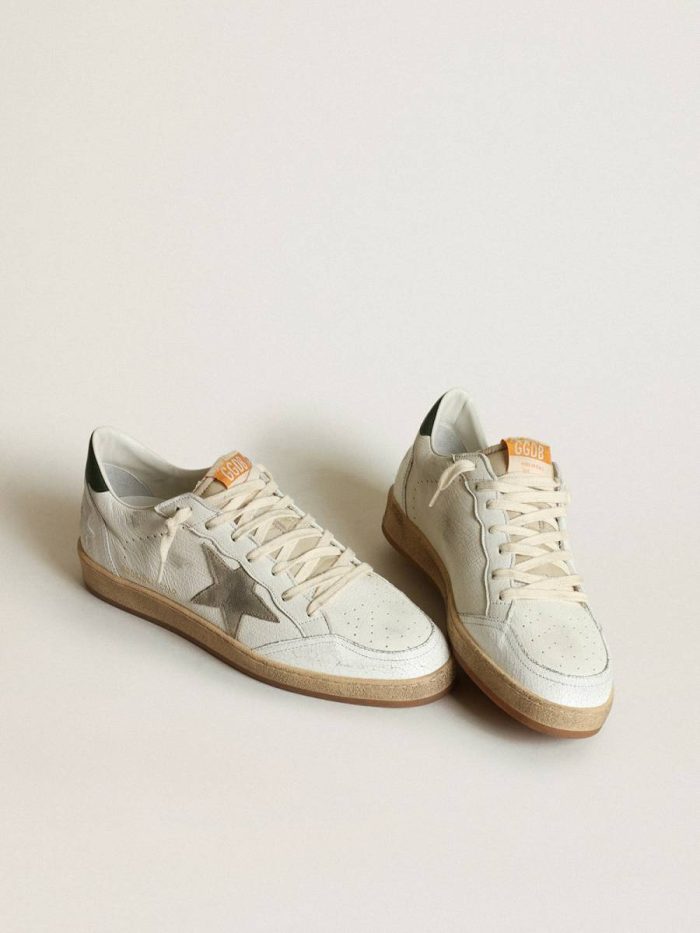 Men's Ball Star In White Nappa With Dove Gray Suede Star Men Ball Star Golden Goose