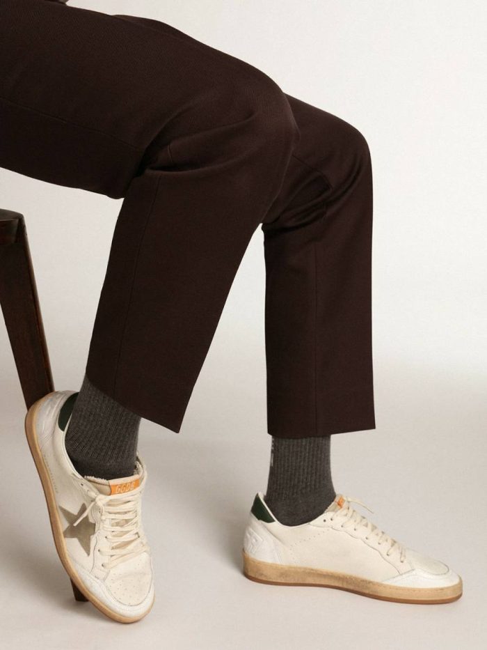 Men's Ball Star In White Nappa With Dove Gray Suede Star Men Ball Star Golden Goose