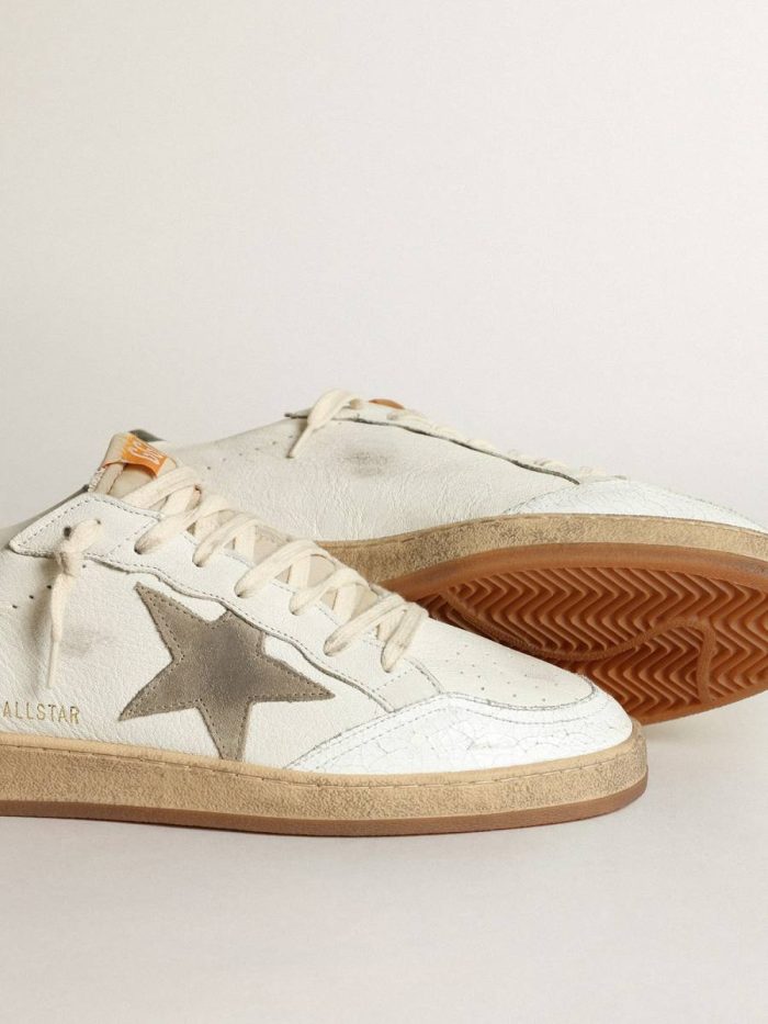 Men's Ball Star In White Nappa With Dove Gray Suede Star Men Ball Star Golden Goose
