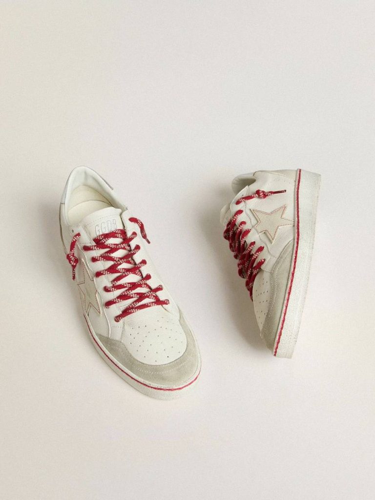 Men’s Ball Star Ltd Cny In White Leather With A Lived-In Effect Worn White Men Ball Star Golden Goose