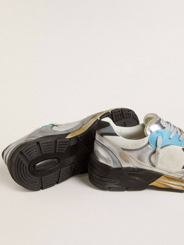 Men's Dad-Star In Mesh And Silver Foiled Leather With Black Leather Star Golden Goose Men Dad-Star