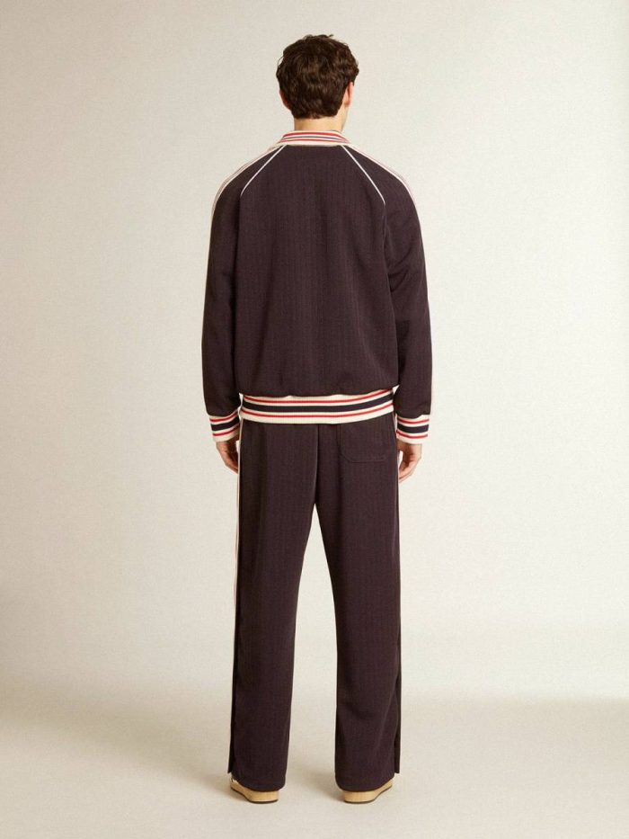 Men’s Dark Blue Zipped Sweatshirt With White Logo Sweatshirts Dark Blue Golden Goose Men