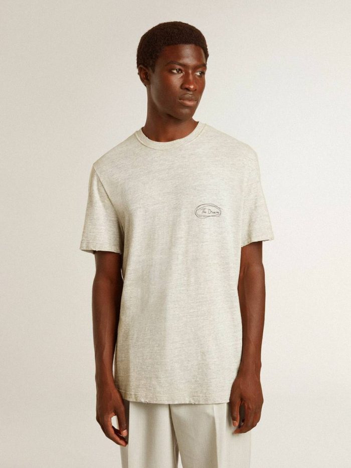 Men's Gray T-Shirt With Black Lettering T-Shirts & Polo Shirts Men Golden Goose Gray