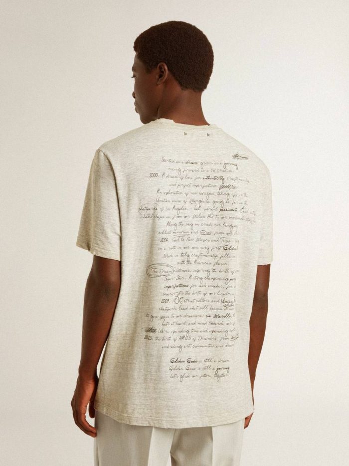Men's Gray T-Shirt With Black Lettering T-Shirts & Polo Shirts Men Golden Goose Gray