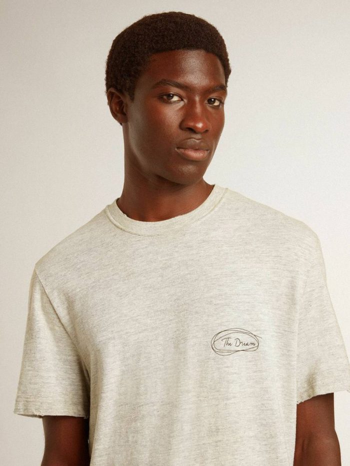 Men's Gray T-Shirt With Black Lettering T-Shirts & Polo Shirts Men Golden Goose Gray