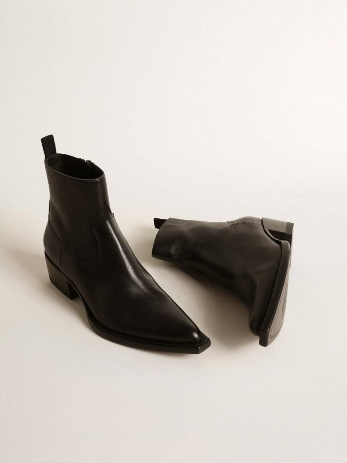 Men’s Low Debbie Boots In Black Leather Black Golden Goose Men Boots