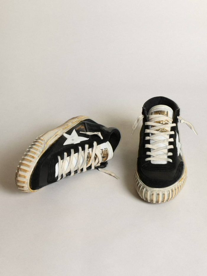 Men’s Mid Star In Black Nappa And Suede With White Leather Star Mid Star Men Golden Goose