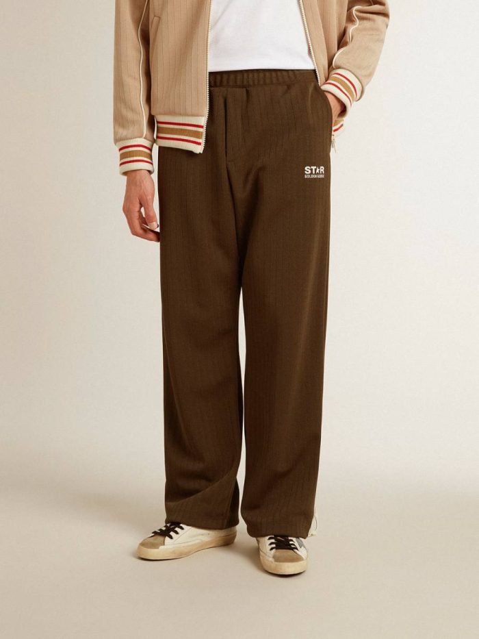 Men’s Military Green Joggers With White Logo Golden Goose Jeans & Pants Military Green Men