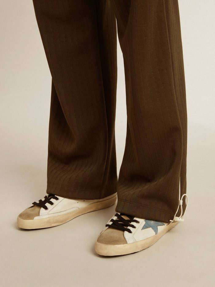 Men’s Military Green Joggers With White Logo Golden Goose Jeans & Pants Military Green Men
