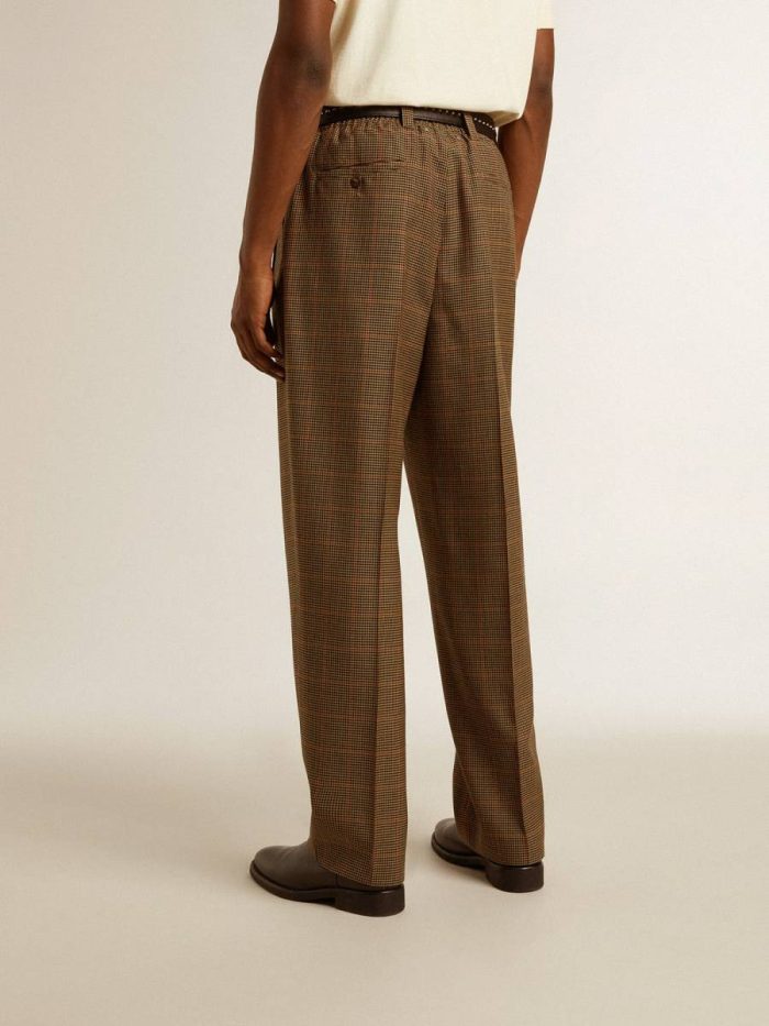 Men's Pants In Three-Colored Houndstooth Golden Goose Jeans & Pants Men Beige, Black And Red