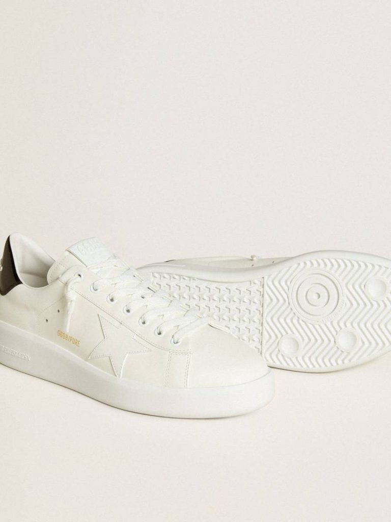 Men’s Purestar With Leather Star And Black Patent Leather Heel Tab Optical White Golden Goose Men Purestar