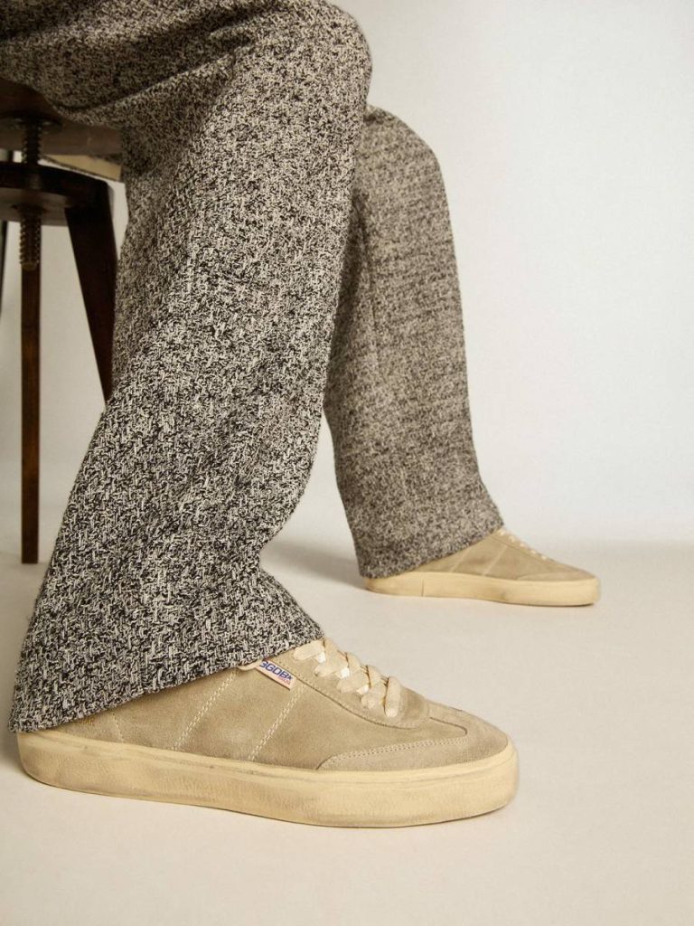 Men's Soul Star In Dove-Gray Suede With White Leather Heel Tab And Tongue Golden Goose Men Ggdb Classics