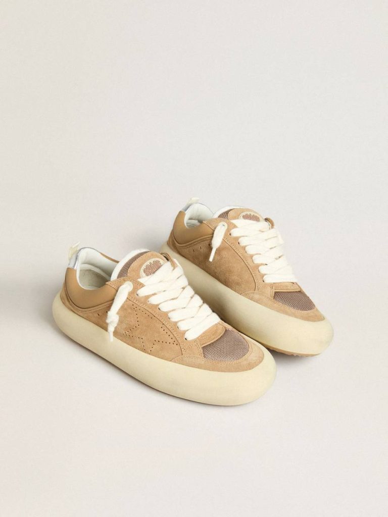 Men's Space-Star Cube In Tobacco Suede With Perforated Star Golden Goose Space-Star Men