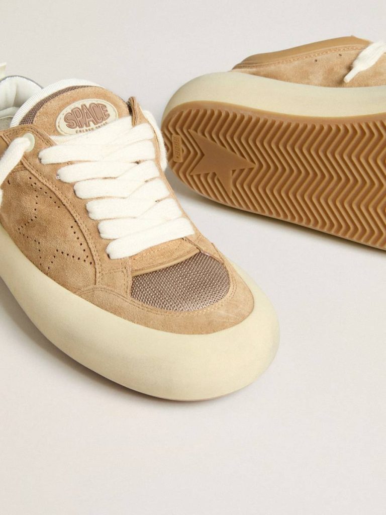Men's Space-Star Cube In Tobacco Suede With Perforated Star Golden Goose Space-Star Men