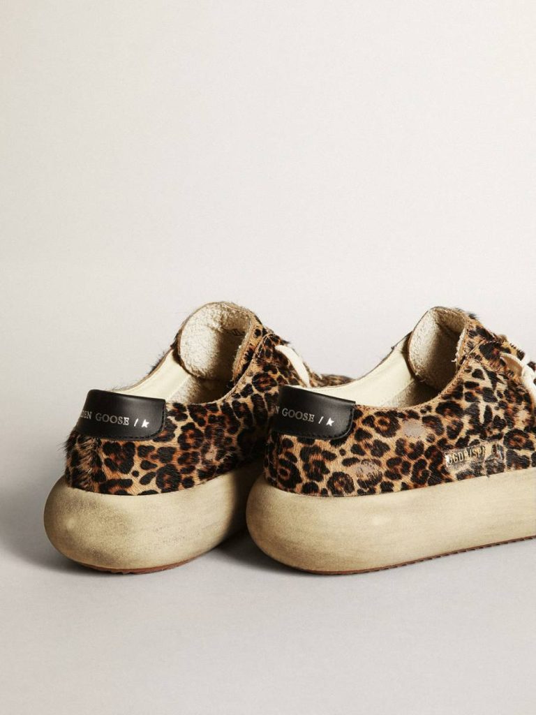 Men's Space-Star In Leopard Print Pony Skin With Black Star And Heel Golden Goose Space-Star Men