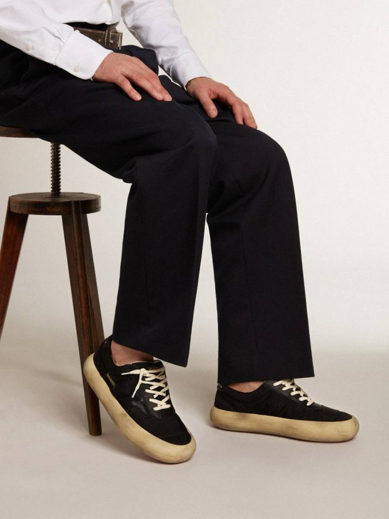 Men’s Space-Star In Nylon With Black Leather Star And Heel Tab Golden Goose Men Space-Star